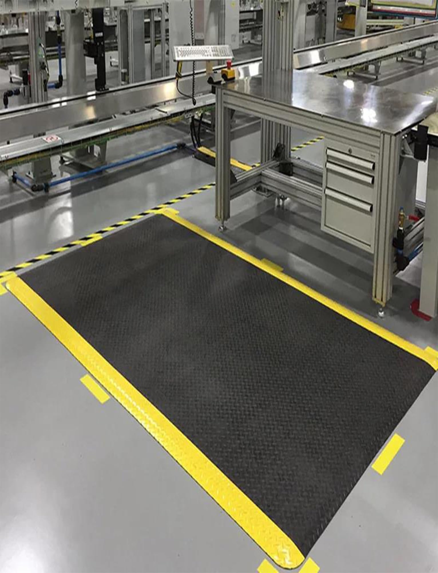 Tappeto antifatigue industriale, 2cm spessore, per posizione eretta | Adatto a cucina, ufficio, magazzino, officina, scrivania, palestra, allevia dolore(Black,60x90cm)