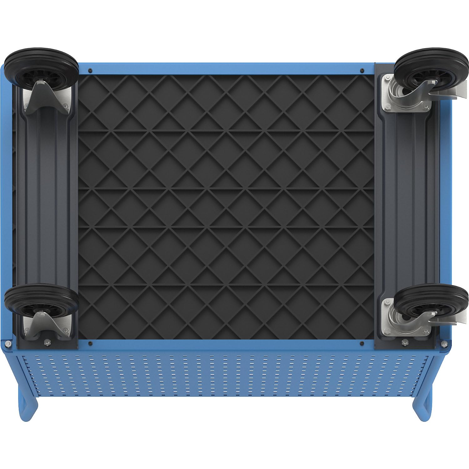 eurokraft pro | Plattformwagen | Mit 4 hohen Lochblechwänden, LxB 1250 x 800 mm, Vollgummi