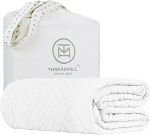 Threadmill Luxury Cotton Blankets for Twin Size Bed | All-Season 100% Cotton Twin Blanket for Bed | Criss Cross Jacquard Lightweight, Soft & Cozy Coverlet, 350GSM, 68 x 90 inches | White