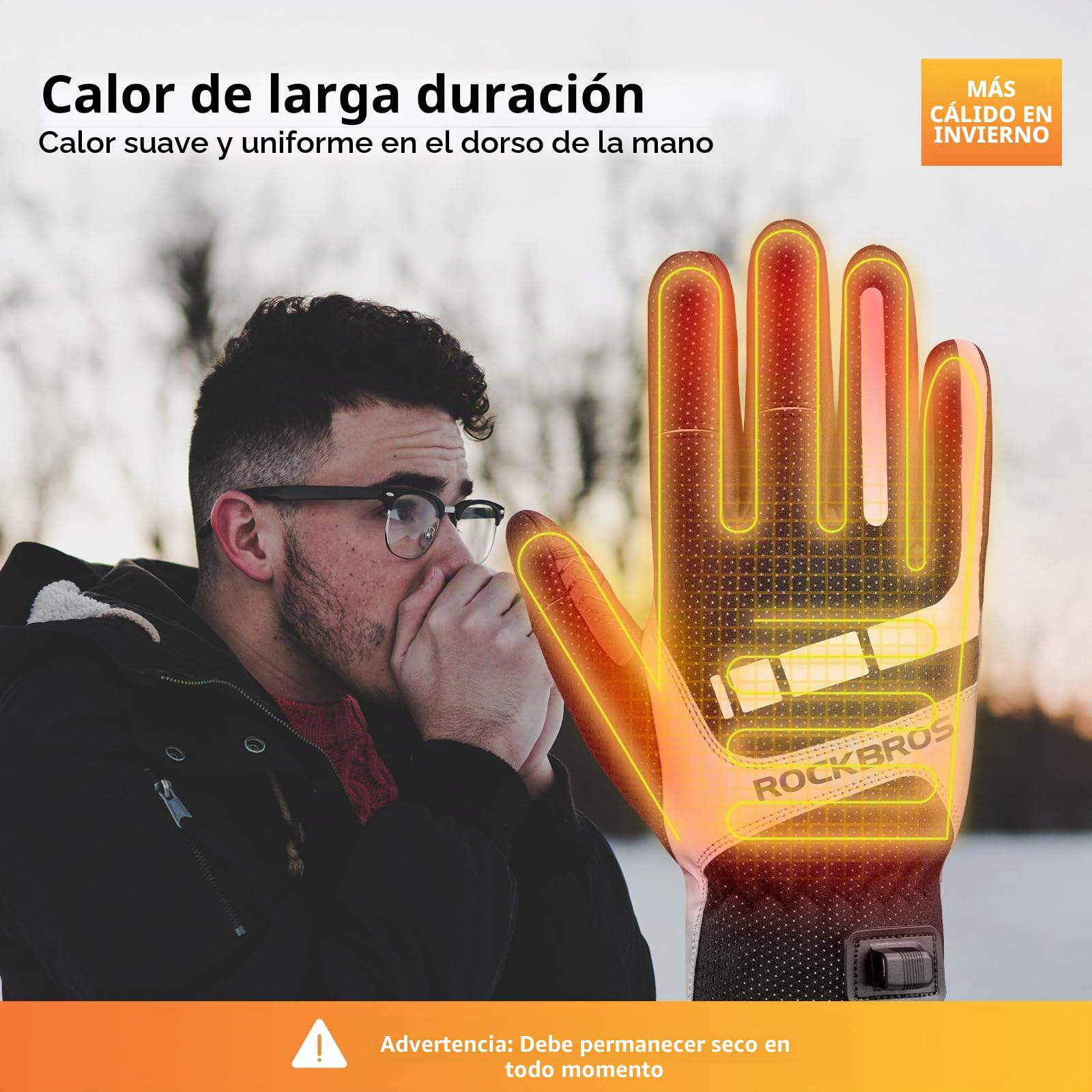 ROCKBROS Guantes de Ciclismo Antideslizantes, Guantes Antiviento Hombre Mujer con Pantalla Táctil Resistente al Agua para Bicicleta Moto Deportes al Aire Libre