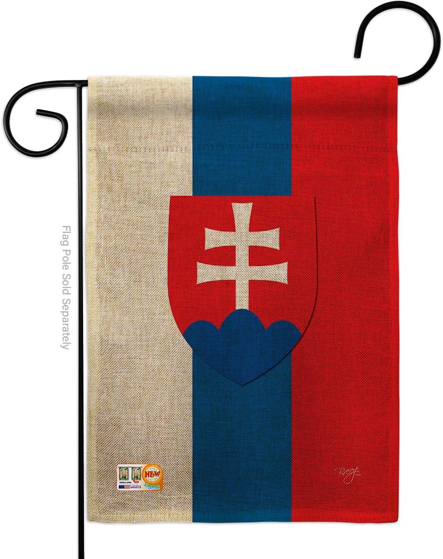Slovakia Burlap Garden Flag Regional Nationality Nation International World Country Particular Area Small Decorative Gift Yard House Banner Double-Sided Made In USA 13 X 18.5