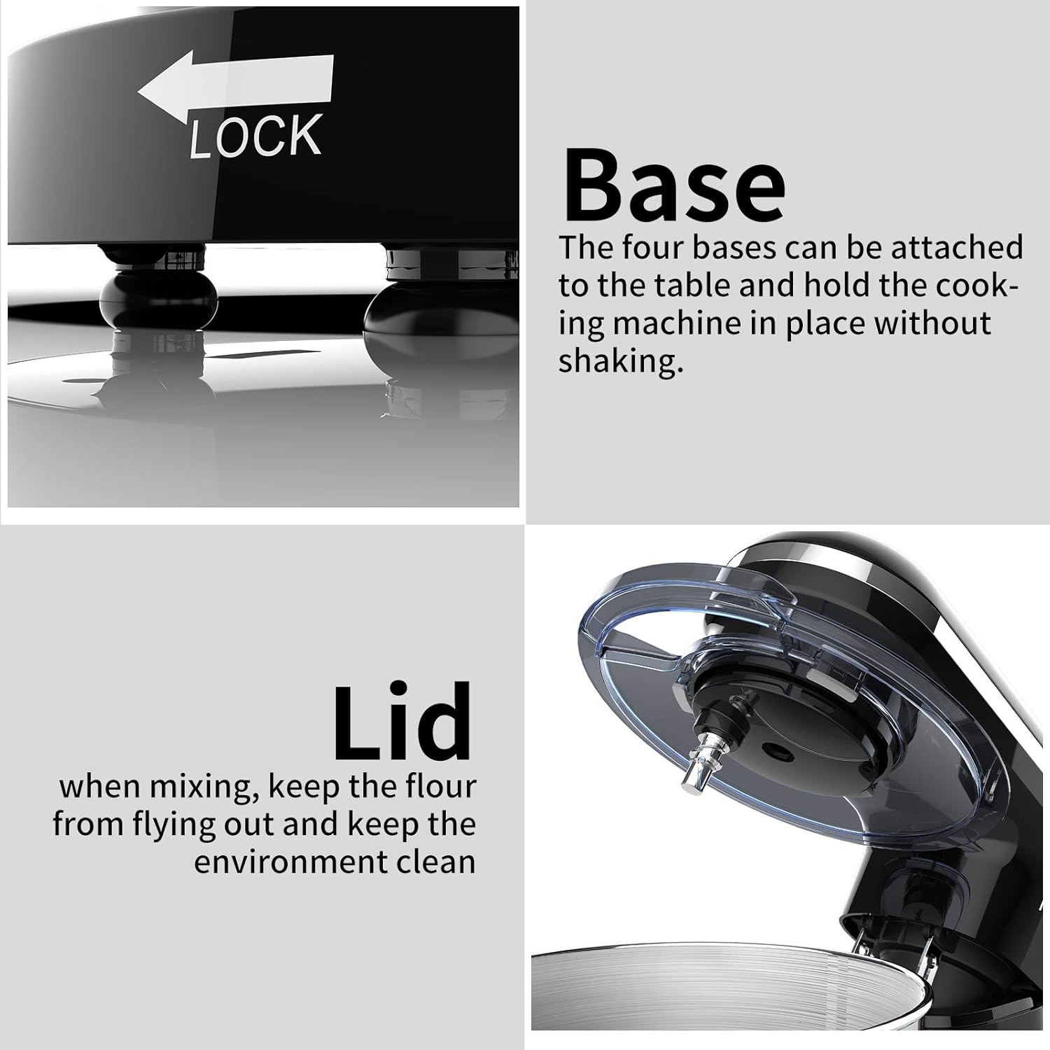 6.5QT Stand Mixer 660W Electric Mixer Kitchen Tilt-Head Food Mixer 6-Speed with Stainless Steel Bowl, Dough Hook, Whisk, Beater, Black