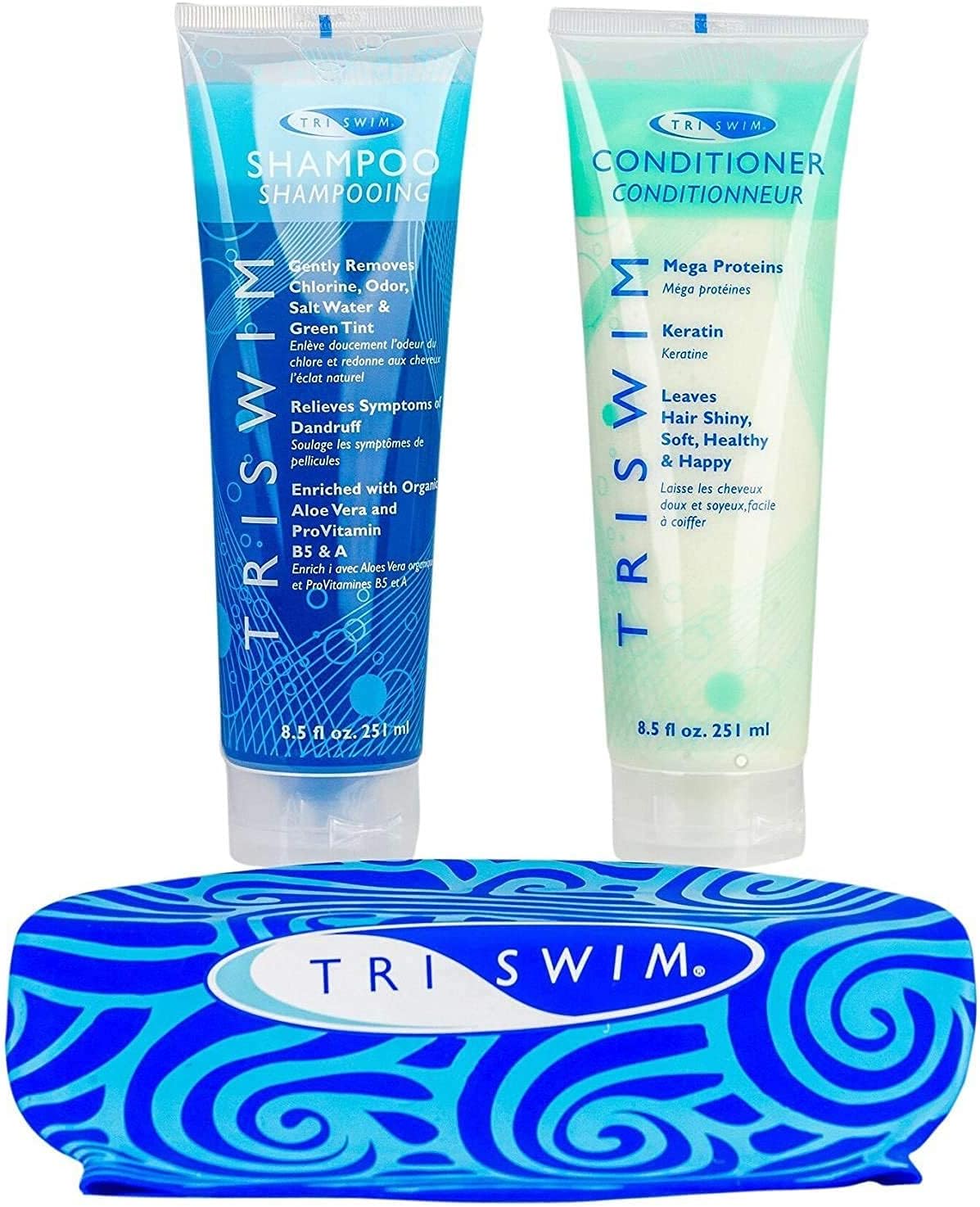 TRISWIM Chlorine Out Shampoo & Conditioner Gift Set with TRISWIM Silicone Swim Cap
