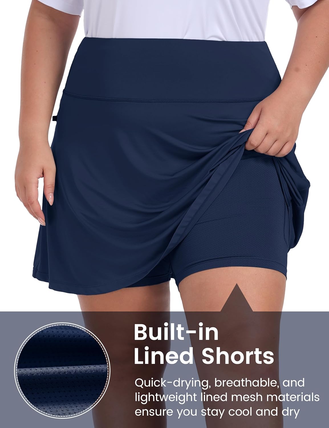 MoFiz Plus Size 20" Knee Length Skorts Skirts for Women Golf Tennis Skort High Waisted Athletic Skirt for Summer Casual - Image 5