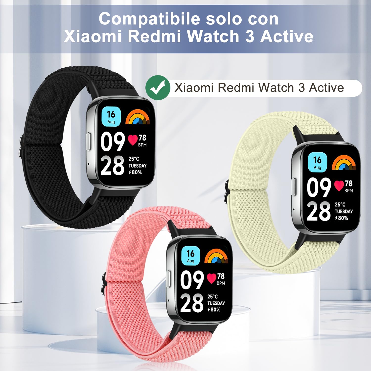 SHIJZWD Fascia elastica per orologio compatibile con Xiaomi Redmi Watch 3 Active, cinturino di ricambio in nylon per orologio sportivo compatibile con Xiaomi Redmi Watch 3 Active