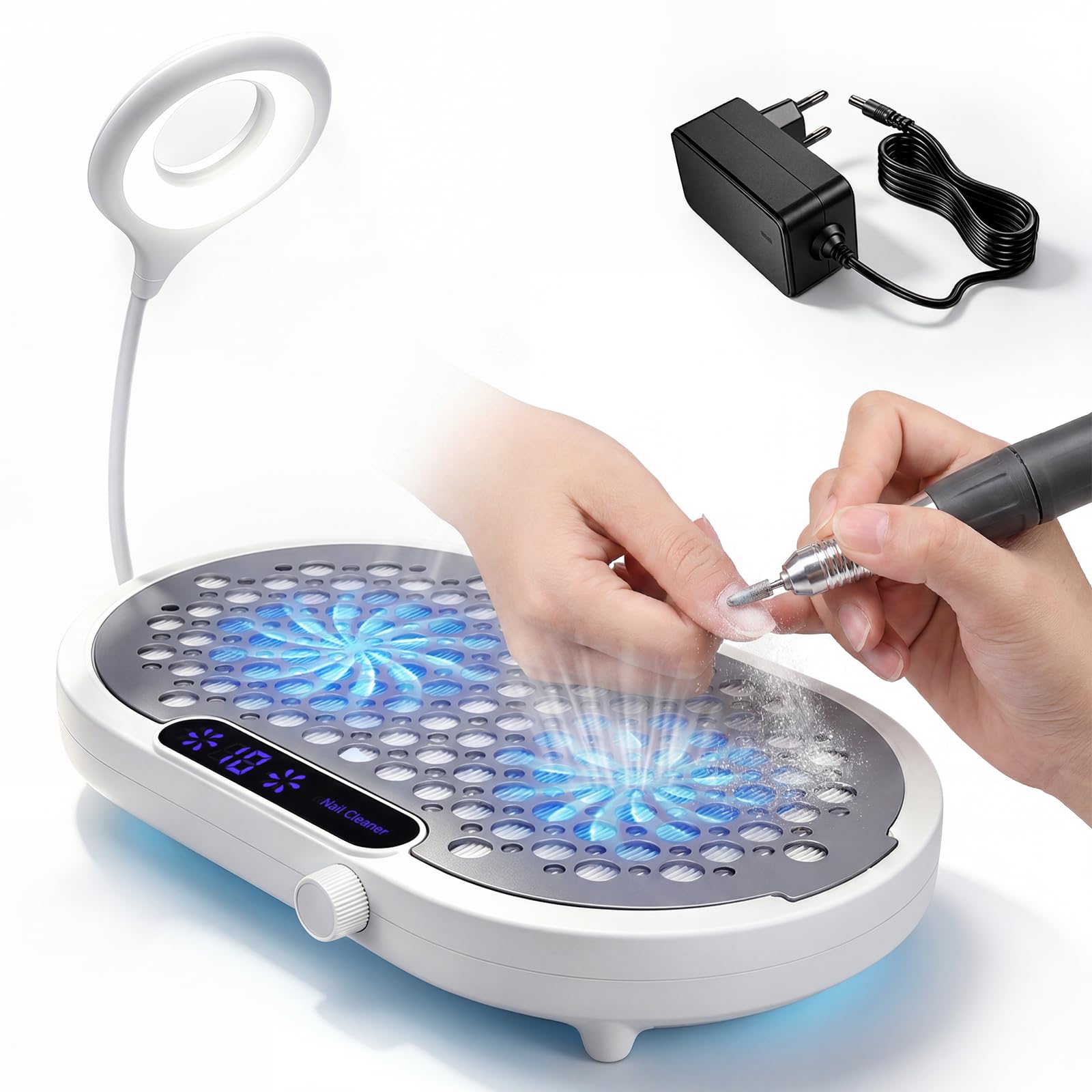 Aspirateur pour ongles puissant contre la poussière aspirateur de table silencieux avec lampe