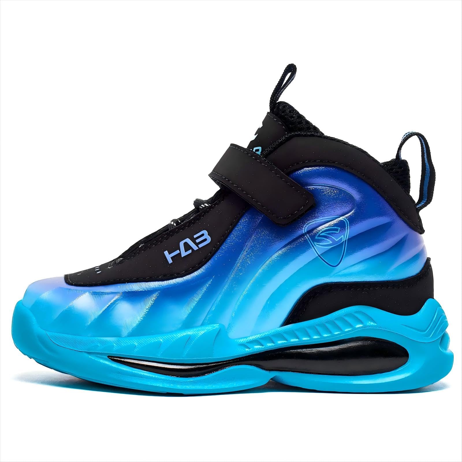 Miorpex Kids Sneakers Basketball Shoes Breathable Nonslip Sports Tennis Walking Running Shoes for Boys Girls Black Blue Big Kid Size 4, 1 Pair