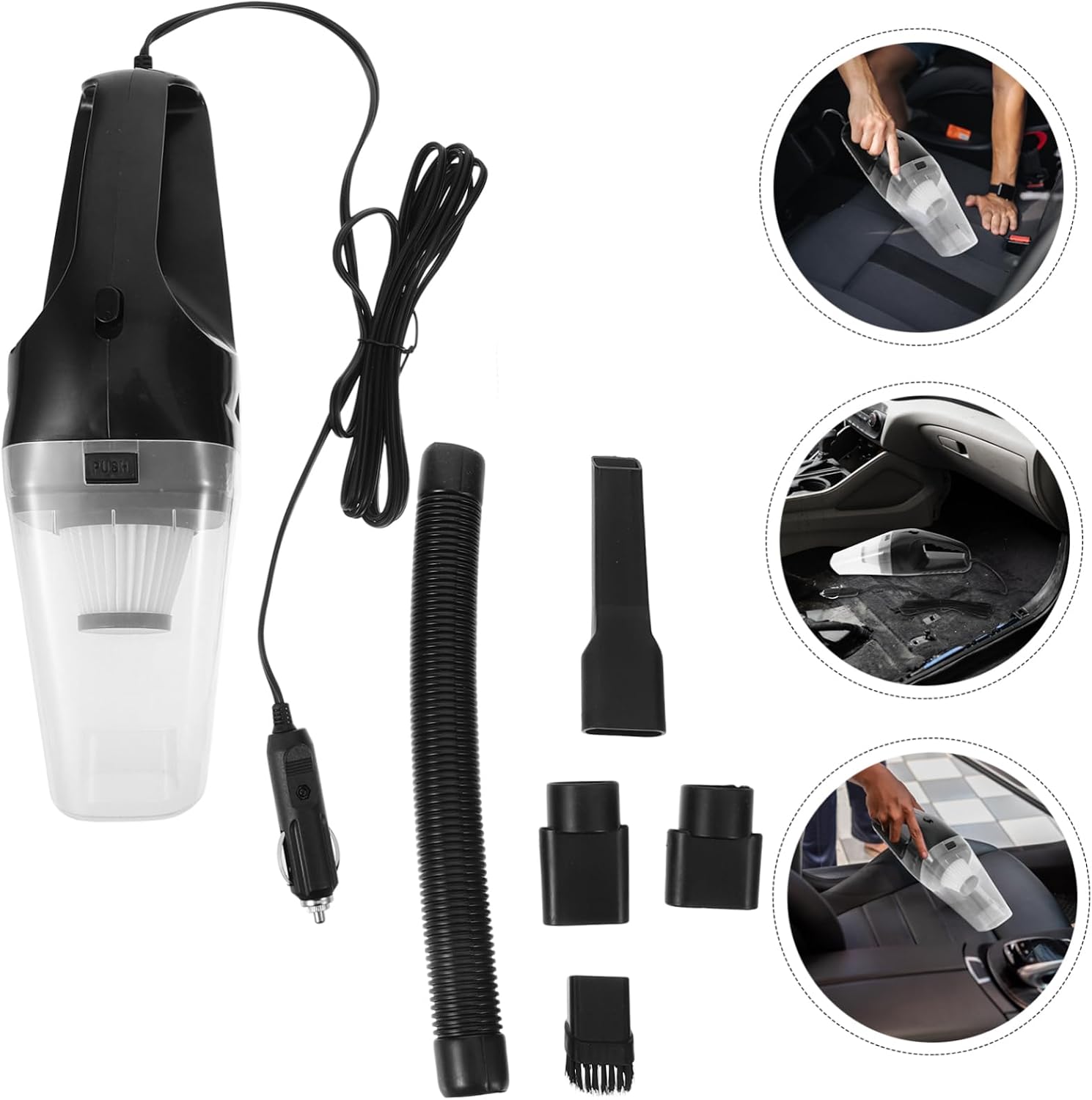 Super 12V Portable Car Vacuum Cleaner 120W Dust Collector Grids Filtration Black Car Socket