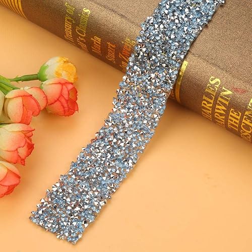 Miniatura 8 de Cinta de malla de diamantes de imitación, rollo de malla brillante de 1 yarda de 1 yarda de 1.18 pulgadas para decoraciones de boda, suministros de
