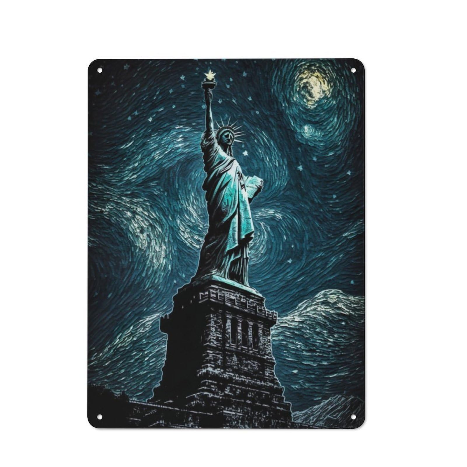 Junmoney Statue Of Liberty Painting For Café Or Restaurant, Vintage Tin Wall Plaque 40X30cm, New Home Wall Decor For Café Owners And Decorators