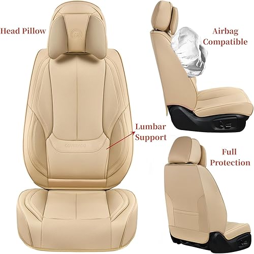 Miniatura 3 de Coverado Fundas universales para asiento delantero, paquete de 2 fundas universales para asientos de automóvil, fundas impermeables de piel de napa