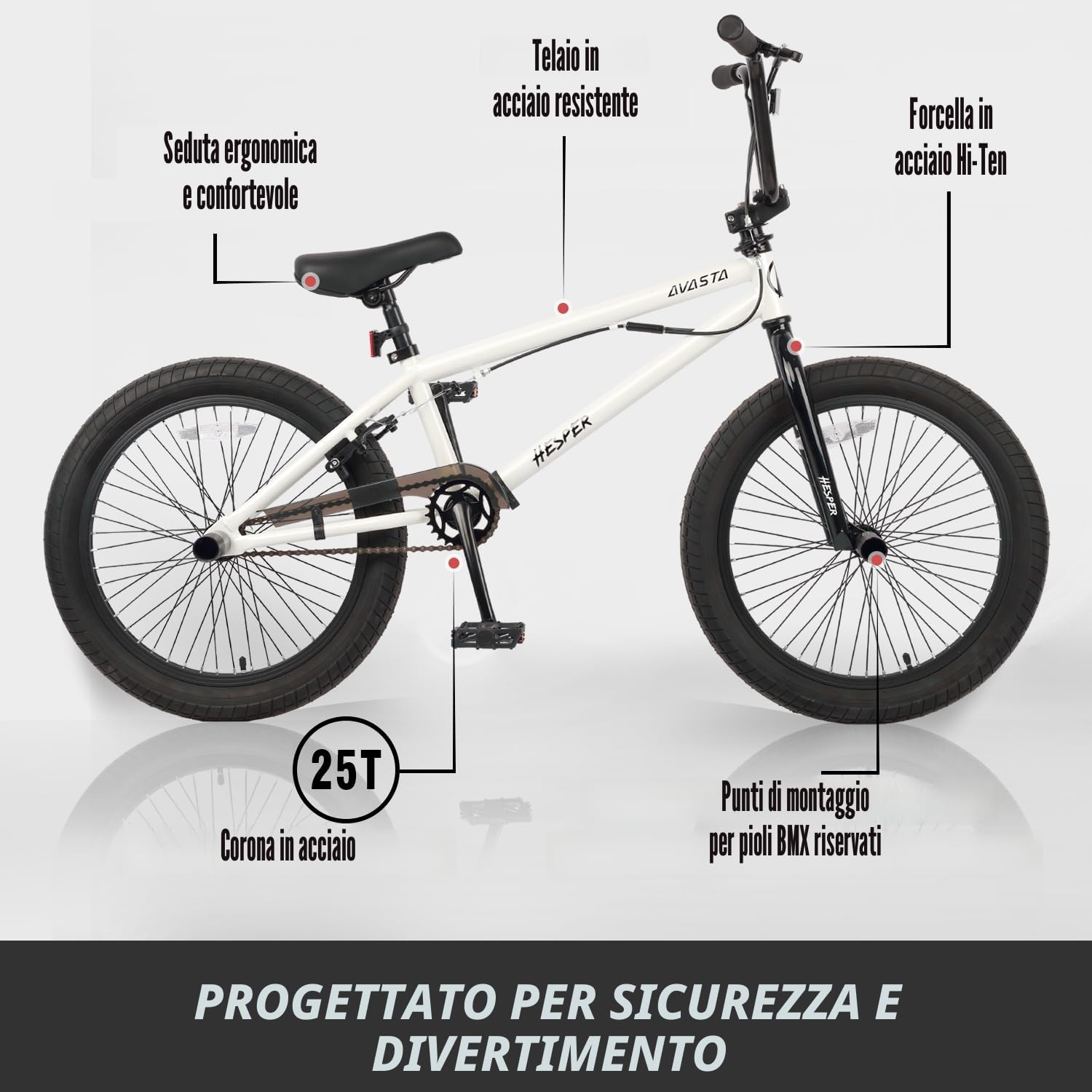 AVASTA 20 pollici Freestyle BMX bambini bicicletta per oltre 6 anni ragazzi adolescenti e piloti principianti Motorcross biciclette, colori multipli