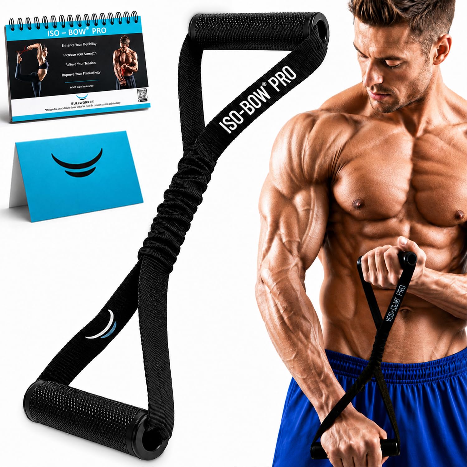 Bullworker Iso-Bow Pro Pair Isometrisches Trainingsgerät – Selbstwiderstands-Stretch-Gurt, Trainingsgerät, tragbare Heim-Fitnessgurte für Yoga, Pilates, Mobilitäts- und Krafttraining