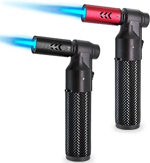 ZOOCURA 2 Pack Butane Torch Lighters - 2800°F Big Jet Flame Refillable Mini Blowtorch for BBQ Welding Culinary Camping (Fuel Not Included)