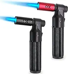 2 maçaricos de butano, recarregável, portátil, de butano, mini maçarico ajustável para acampamento, churrasqueira, solda, culinária, soldagem, churrasco (combustível não incluído)