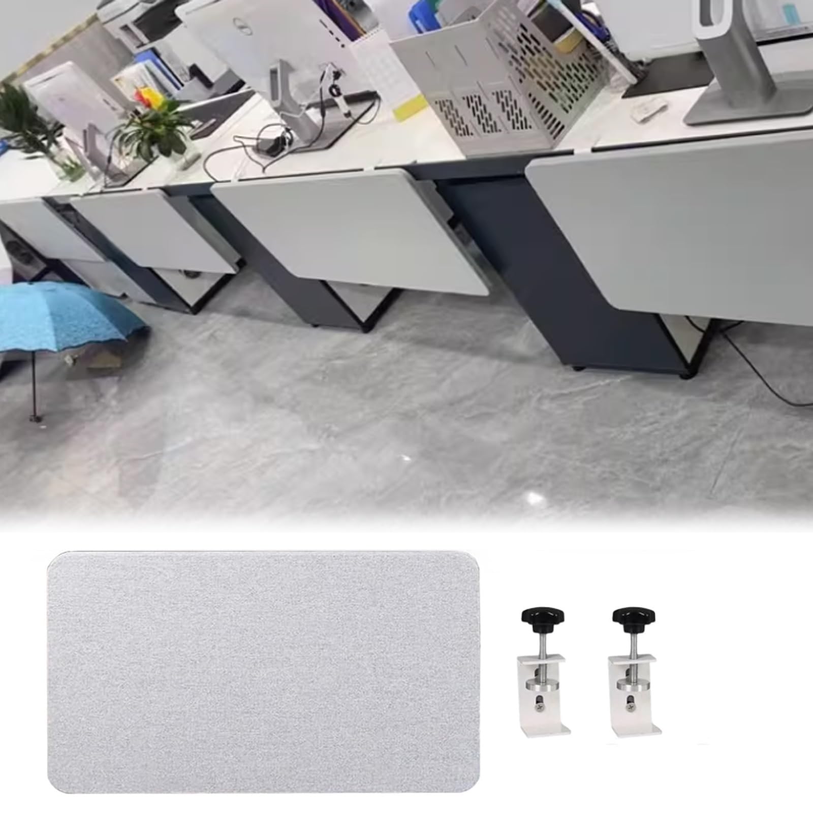 GJZQDKX 60cm Office Desk - Soundproof Under Desk Divider Panel Noise Reduction & Visual Distraction Shield for Cubicles Light Gray (150x60cm)