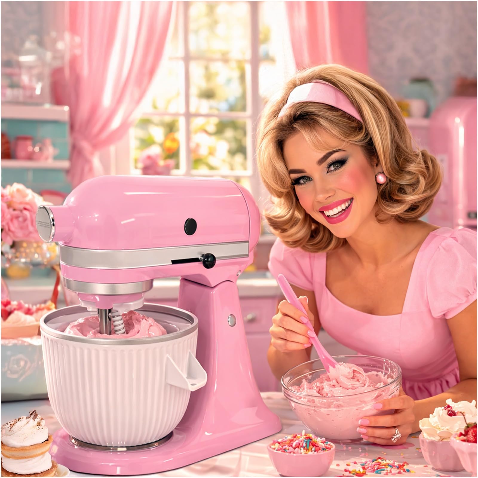 Eismaschinen-Aufsatz für KitchenAid StandMixer – Kompatibel mit KitchenAid 4,5QT, 5QT & 6QT Tilt-Head und Bowl-Lift Mixern – 1,9L Eisschale für Eiscreme, Sorbet, Gelato und Frozen Joghurt