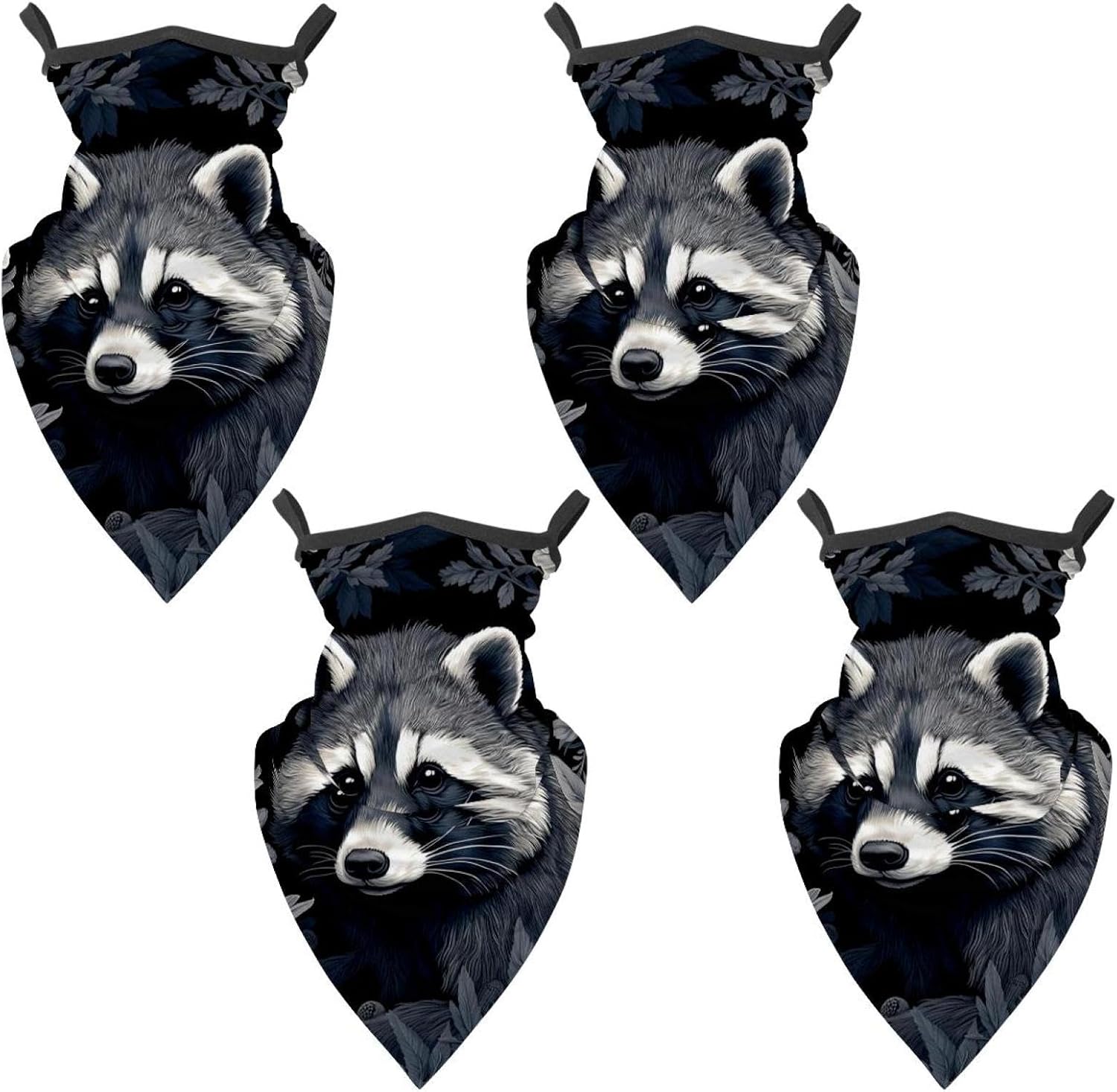 4 Pack Bear Neck Gaiter Face Scarf Cover Sun Protection Balaclava Cloth Bandanas with Ear Loops