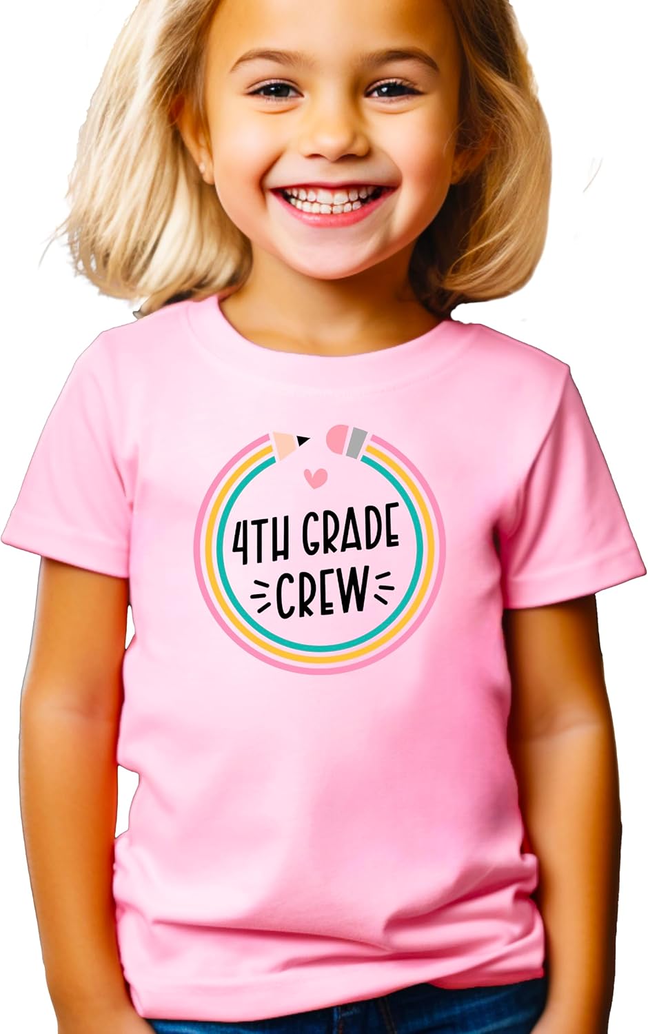 Olive Loves Apple 4th Grade Crew Back to School Gift 1st Day of School Pencil Shirts