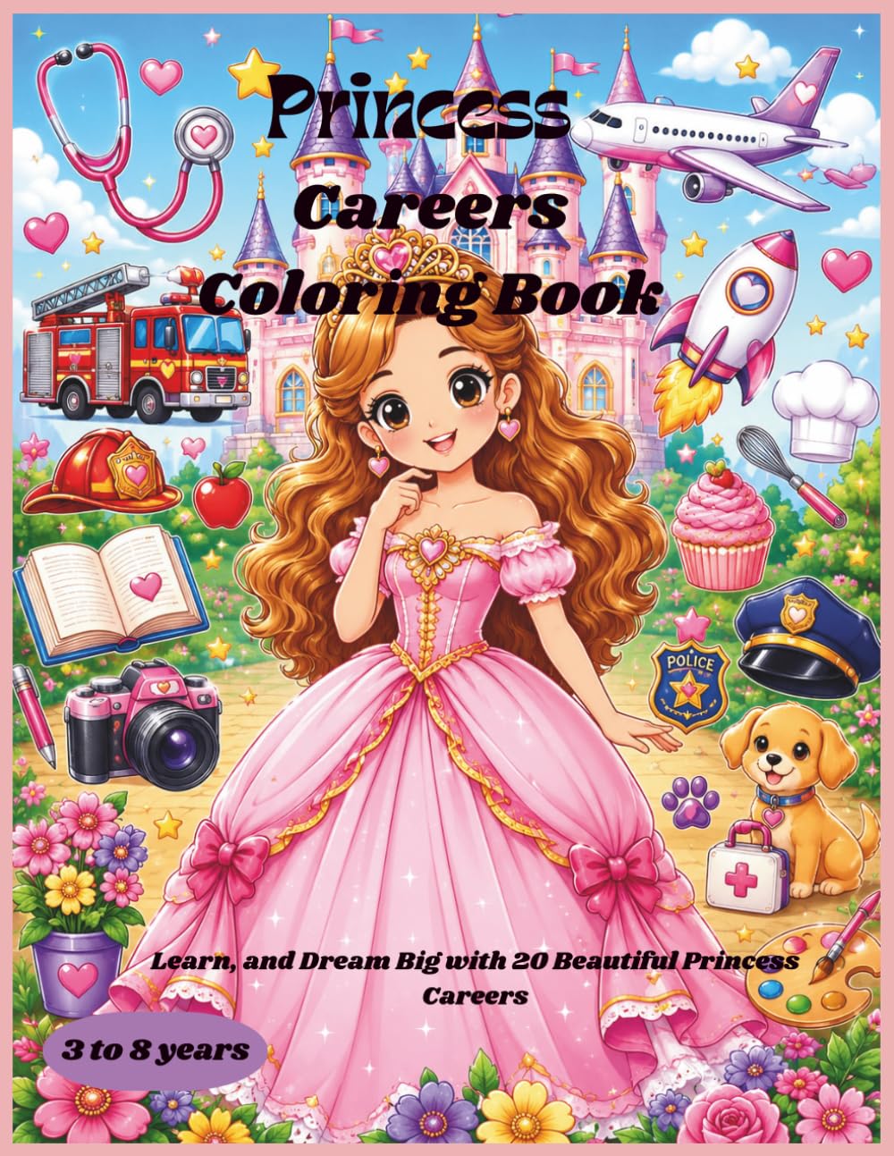 PRINCESS CAREERS COLORING BOOK: Color, Learn, and Dream Big with 20 Beautiful Princess Careers (Inspiring Princesses)