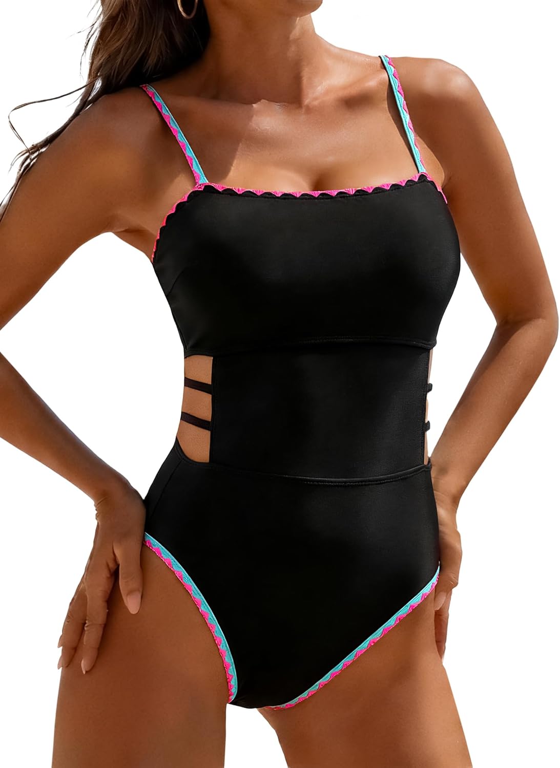 Hilinker Women Cut Out One Piece Swimsuit Slimming Sexy Tummy Control Bathing Suit Swimwear