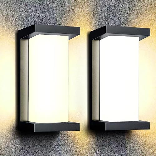 2 lámparas LED montadas en la pared, luces de pared para exteriores, lámpara exterior de 12 W, 3000 K, 110 V, lámpara de pared, lámpara de patio,
