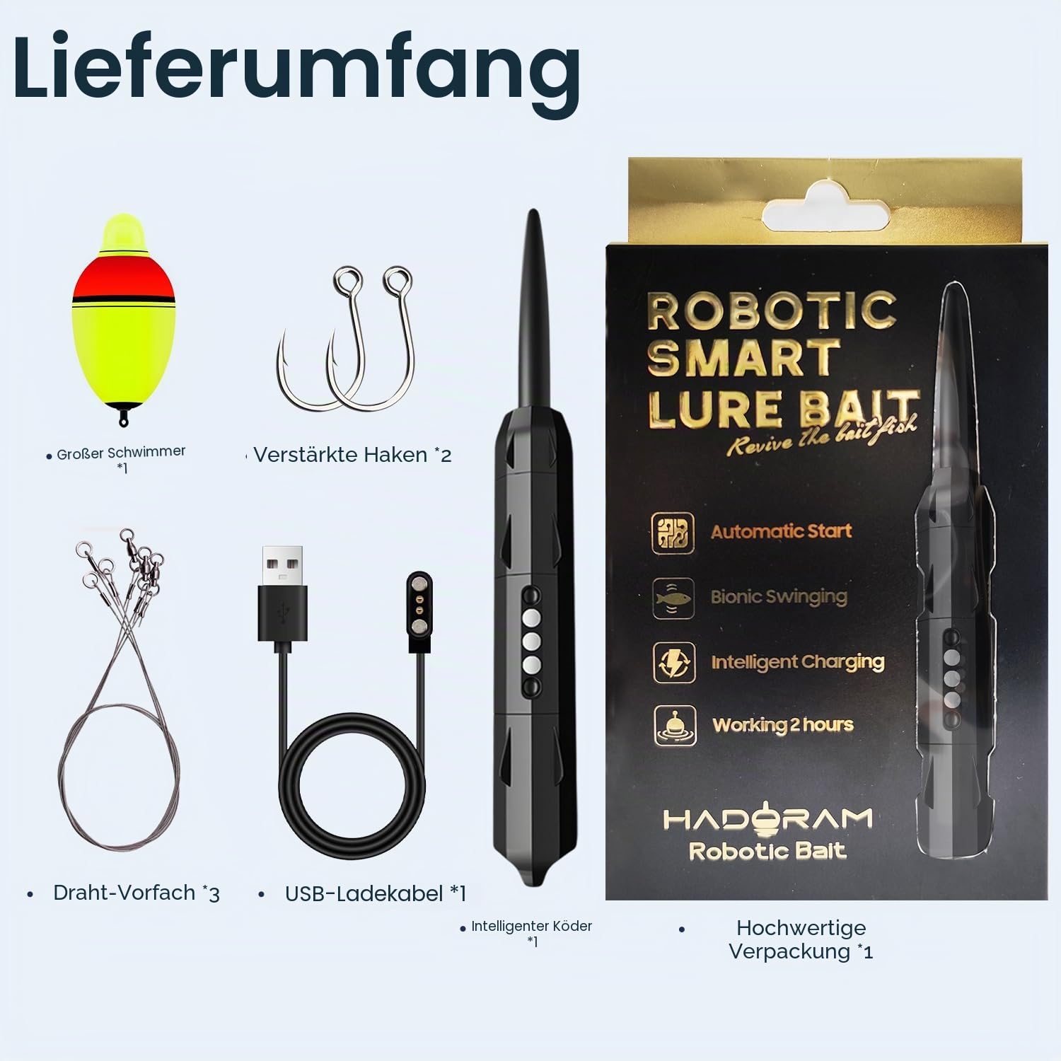 Roboter Smart Lure Bait Fishing Electric Lures USB Rechargeable Wobbler Swimbait Fishing Tackle Lifelike Action for Barsch, Forelle, Hecht, Lure Zombie Fish & Dead Fish Revival Tech Freshwater