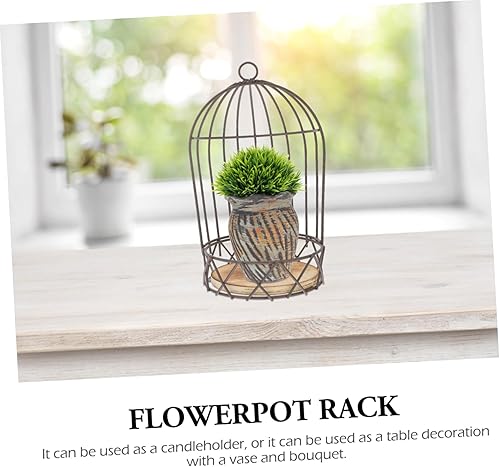 Miniatura 4 de IMIKEYA 1 soporte de flores, candelabro, centros de mesa de boda para mesas, decoración de ceremonia de boda, jaula de pájaro, farol rústico,