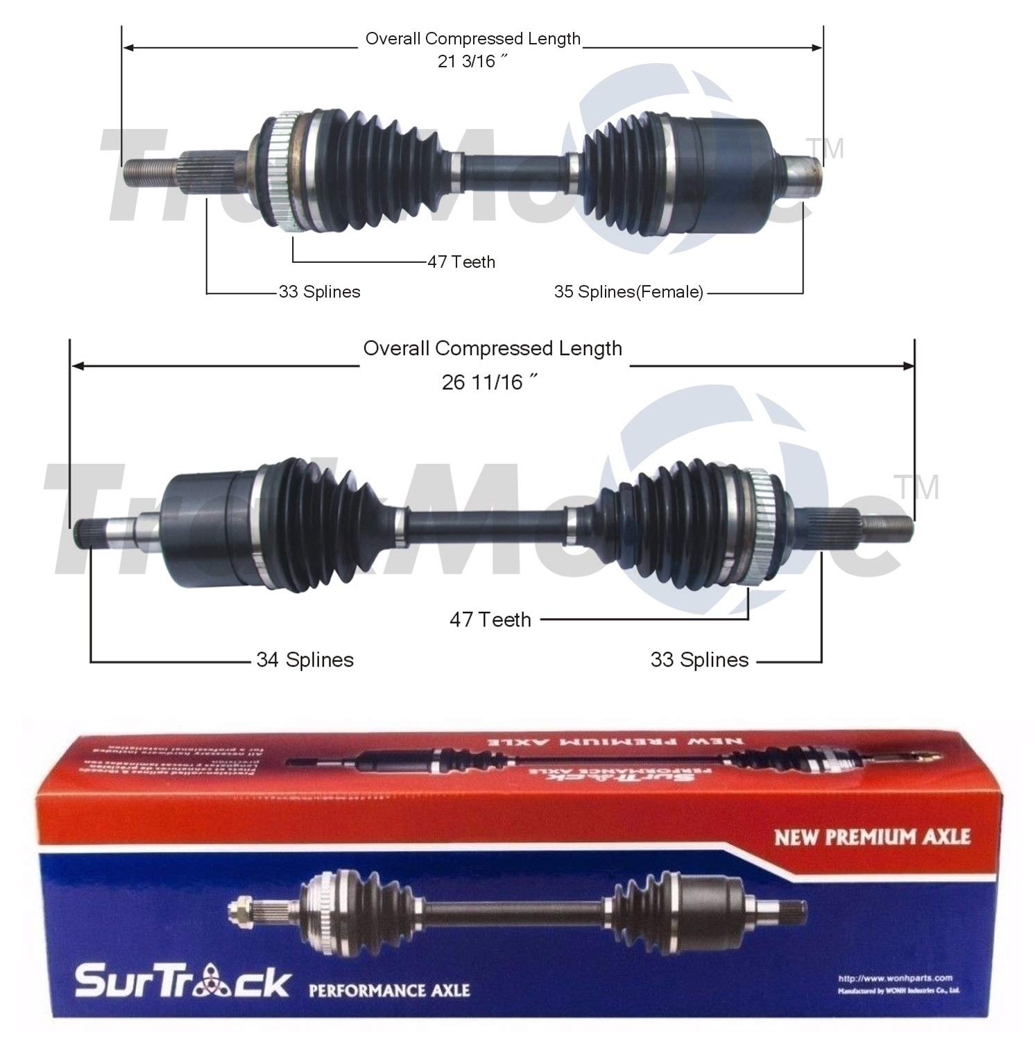 SurTrack Pair Set of 2 Front CV Axle Shafts For Buick Cadillac Oldsmobile