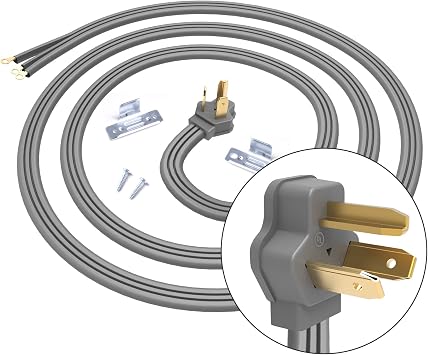 TOPDC 3 Prong Dryer Cord, 30 AMP Appliance Power Cord 10 Feet, 3 Wires with O Ring Terminal Connectors, 100% Pure Copper Wire