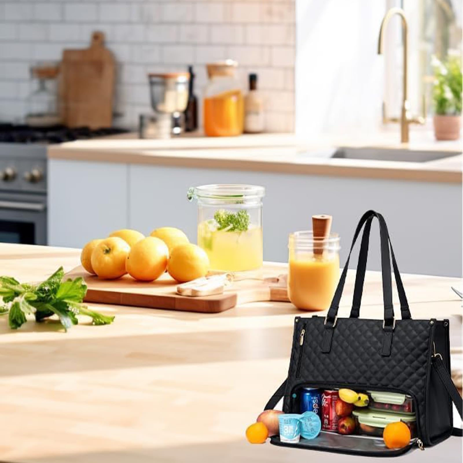 Borsa Tote Termica 2 In 1 Per Donna – Porta Laptop 15,6” + Scomparto Pranzo Isolante Impermeabile