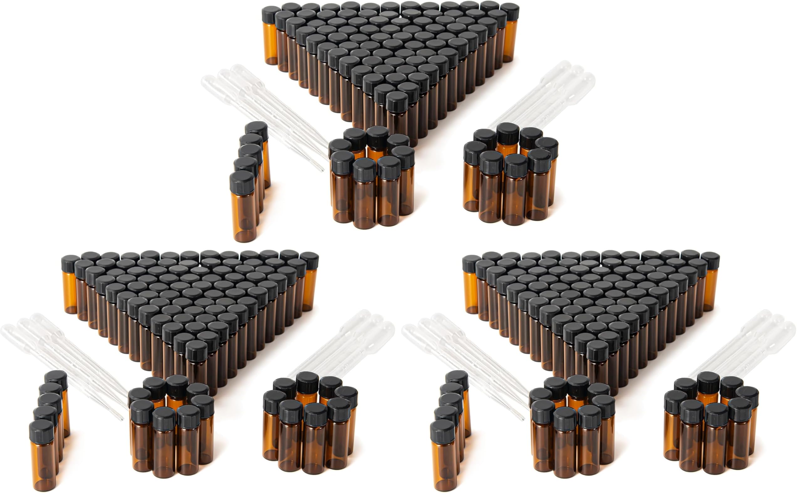 4ml Amber Small Glass Vials 100pcs with Screw Caps(100pcs) (Pack of 3)