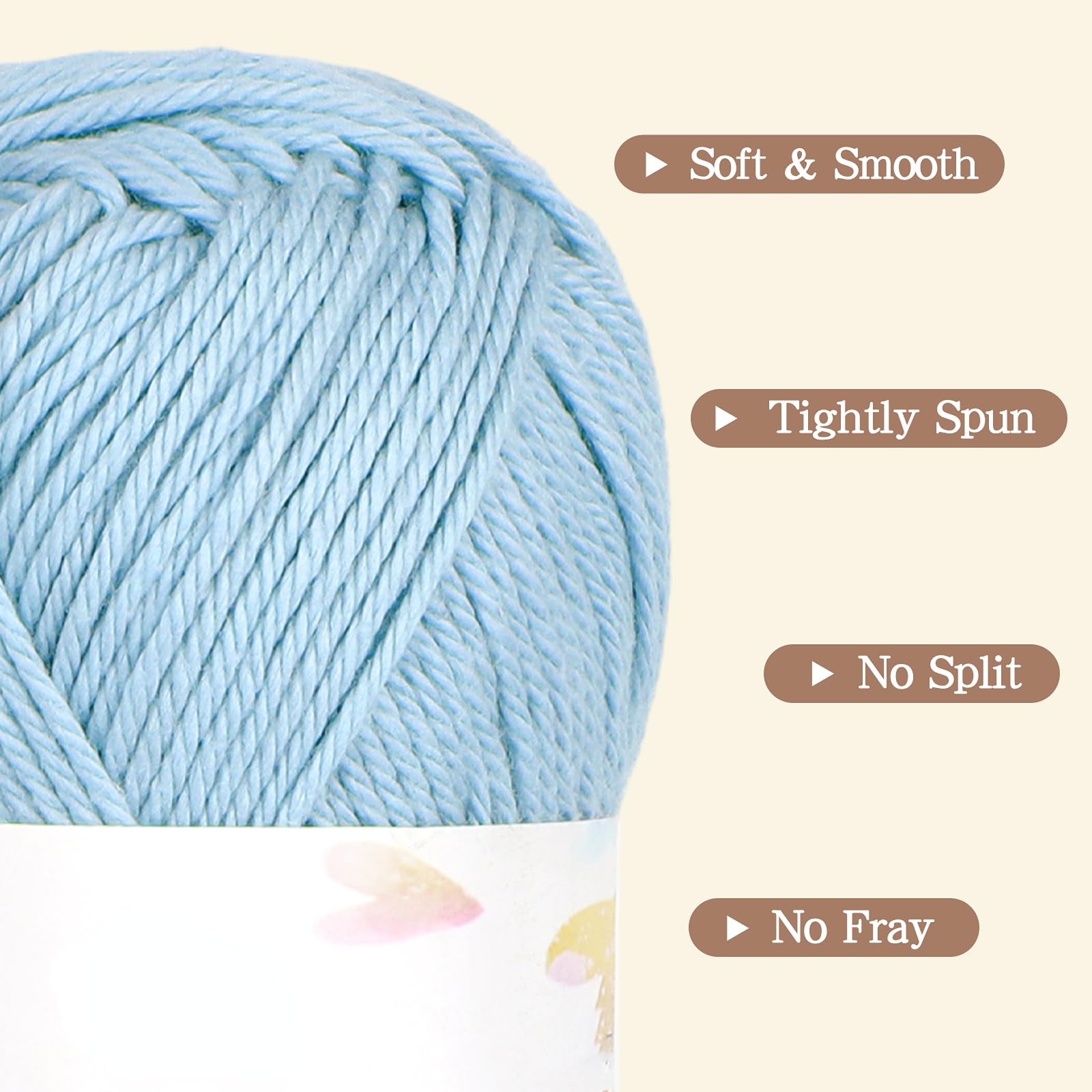 Reessy 100% Cotton Yarn for Crochet and Knitting 6 Skeins (50g Each, 300g Total) - Image 2
