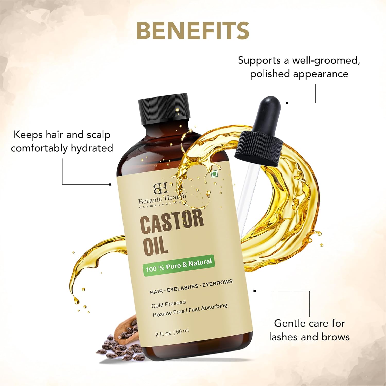 Botanic Hearth Castor Oil & Home Hair Perm Kit| 100% Pure & Natural, Cold Pressed | 2 fl oz| For Hair, Eyelashes & Eyebrows | Hexane Free, Fast Absorbing | With Applicators & Dropper - Image 2