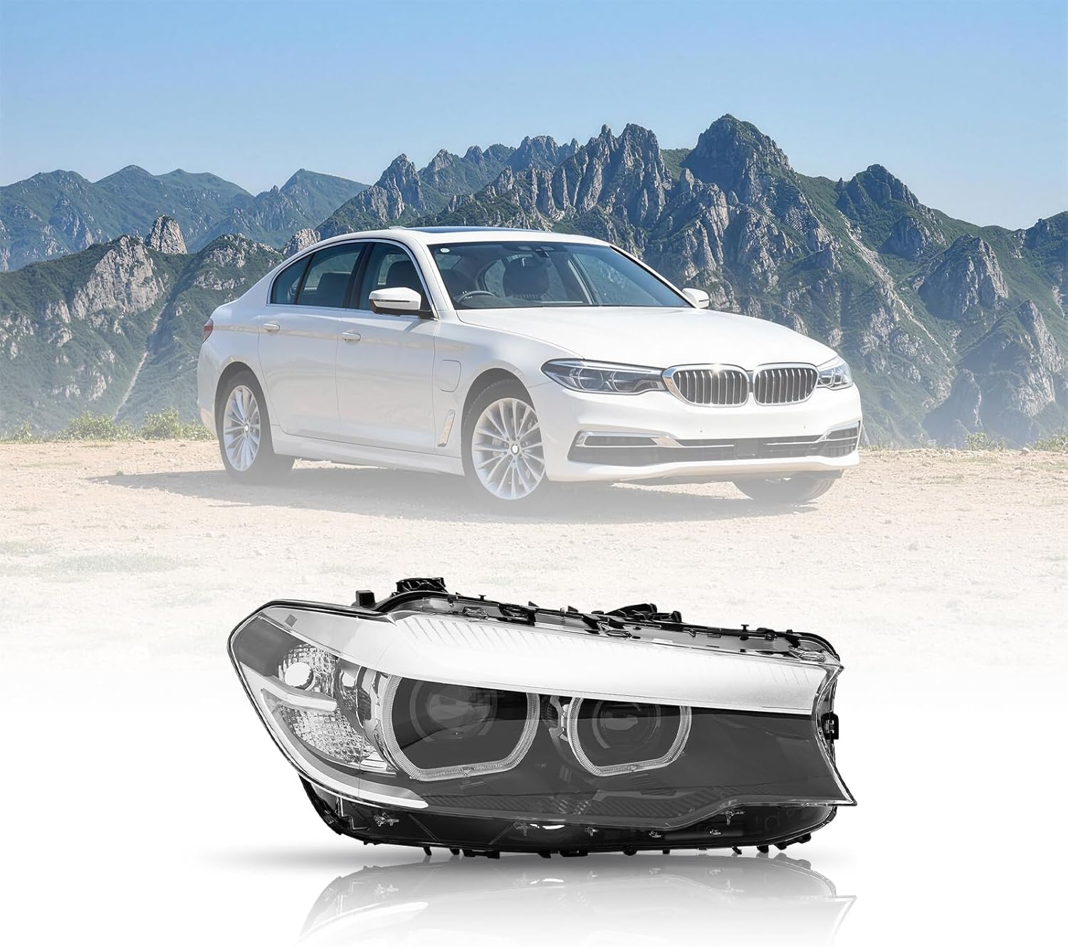 LED Headlight Assembly Left+Right Side for 2017-2020 BMW 5 Series G30 G31, Driver & Passenger Side Head Lights Direct Replacement Headlamps Assy Set Assembly (Right Passenger Side)