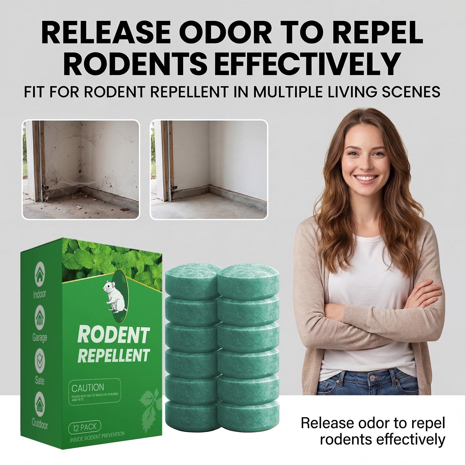 36/24/12 pcs Repellenti per Roditori,Disabituante con Olio di Menta Piperita, trappola per parassiti,Ideale per Casa, Garage e Auto,casa, Giardino, soffitte, ragni, topi, scarafaggi e formiche (24pcs)