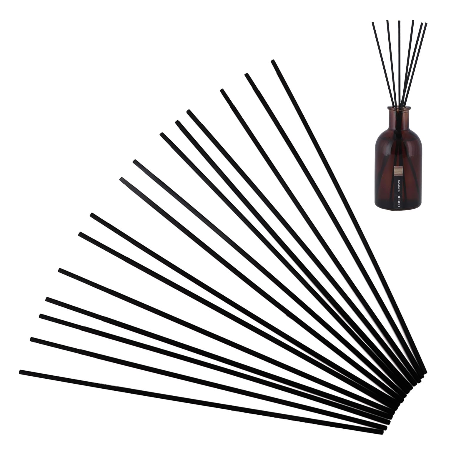 20 30cm Pcs Reed Diffuser Sticks, 4 mm Thick Extra Long Black Natural ECO-friendly Wood Rattan Essential Oil Aroma Diffusers Replacement Refill Stick, Fragrance Diffuser Refills for Bedroom SPA Home