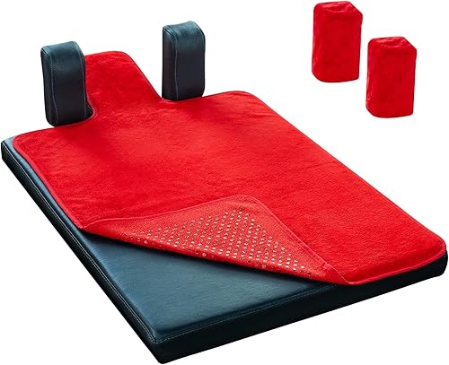Pilates Reformer - Toalla antideslizante (incluye 2 fundas de hombro para bloques) (rojo)