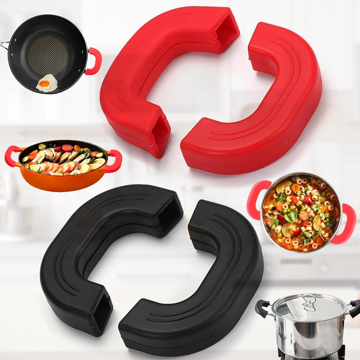 2 Paar Silikon Topfgriffe - Hitzebeständige Griffhalter Für Töpfe & Pfannen