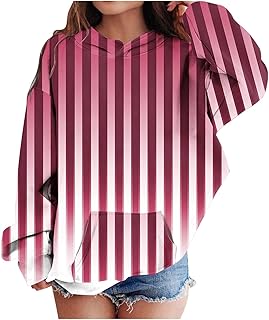 Sudadera con capucha de gran tamaño para niñas pequeñas, de manga larga, con bolsillos, a rayas, lindas camisetas básicas para primavera