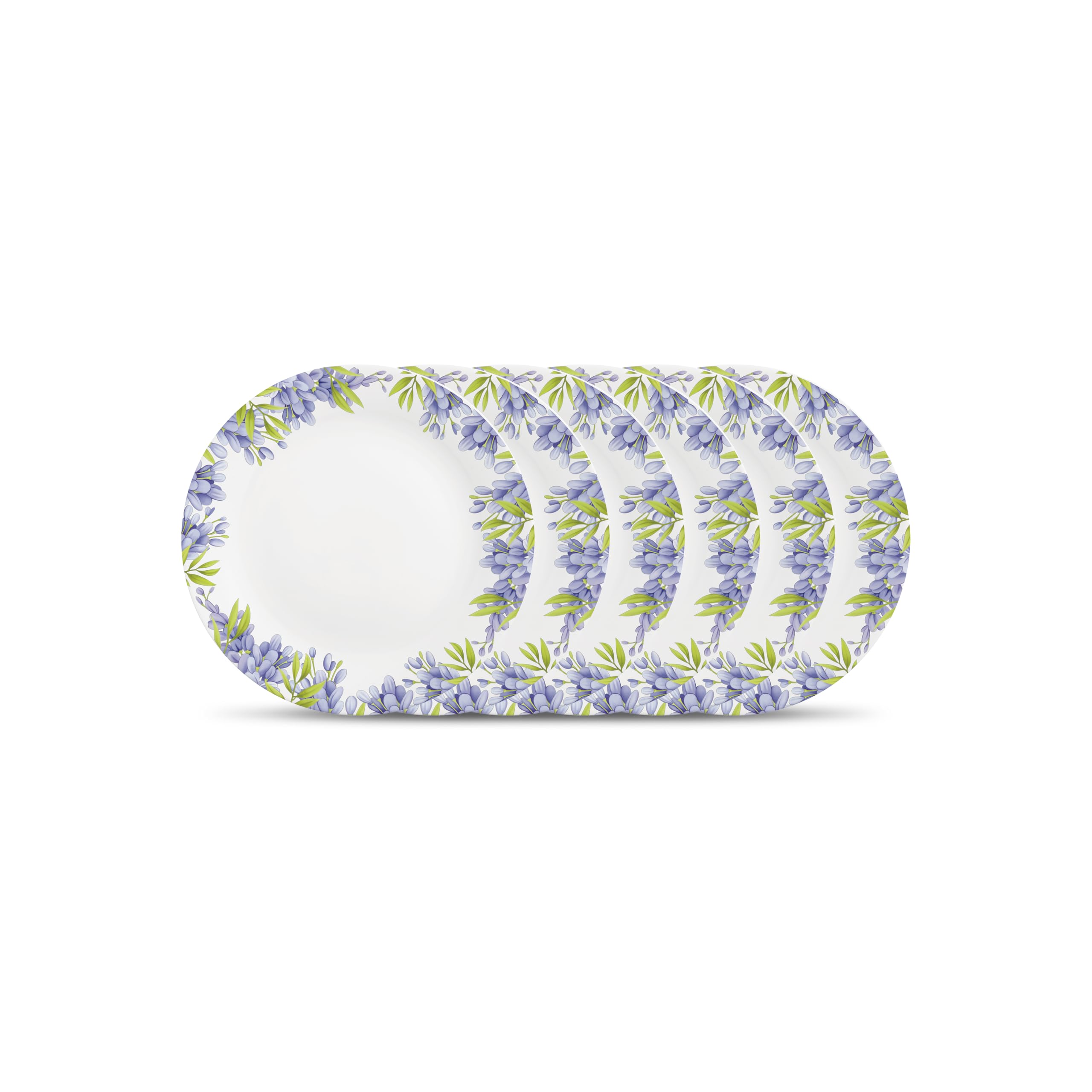 La Opala Diva Pearl Collection Opal Glass Crockery | Quarter Plate Set of 6 | Lively Hues Design | for Snacking & Gifting | Microwave Safe | 100% Vegetarian | Extra Strong | Light & White