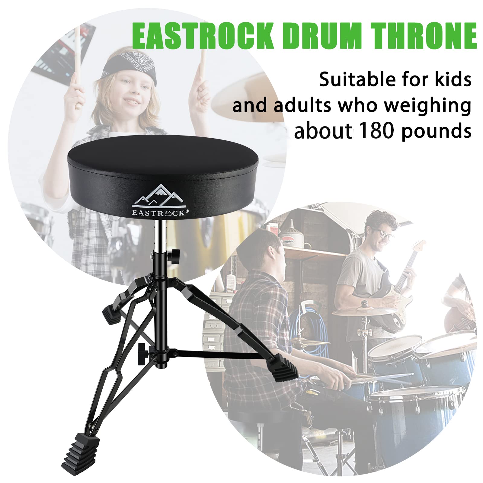 EASTROCK Drum Throne Drum Seat Height Adjustable Padded Drum Stools