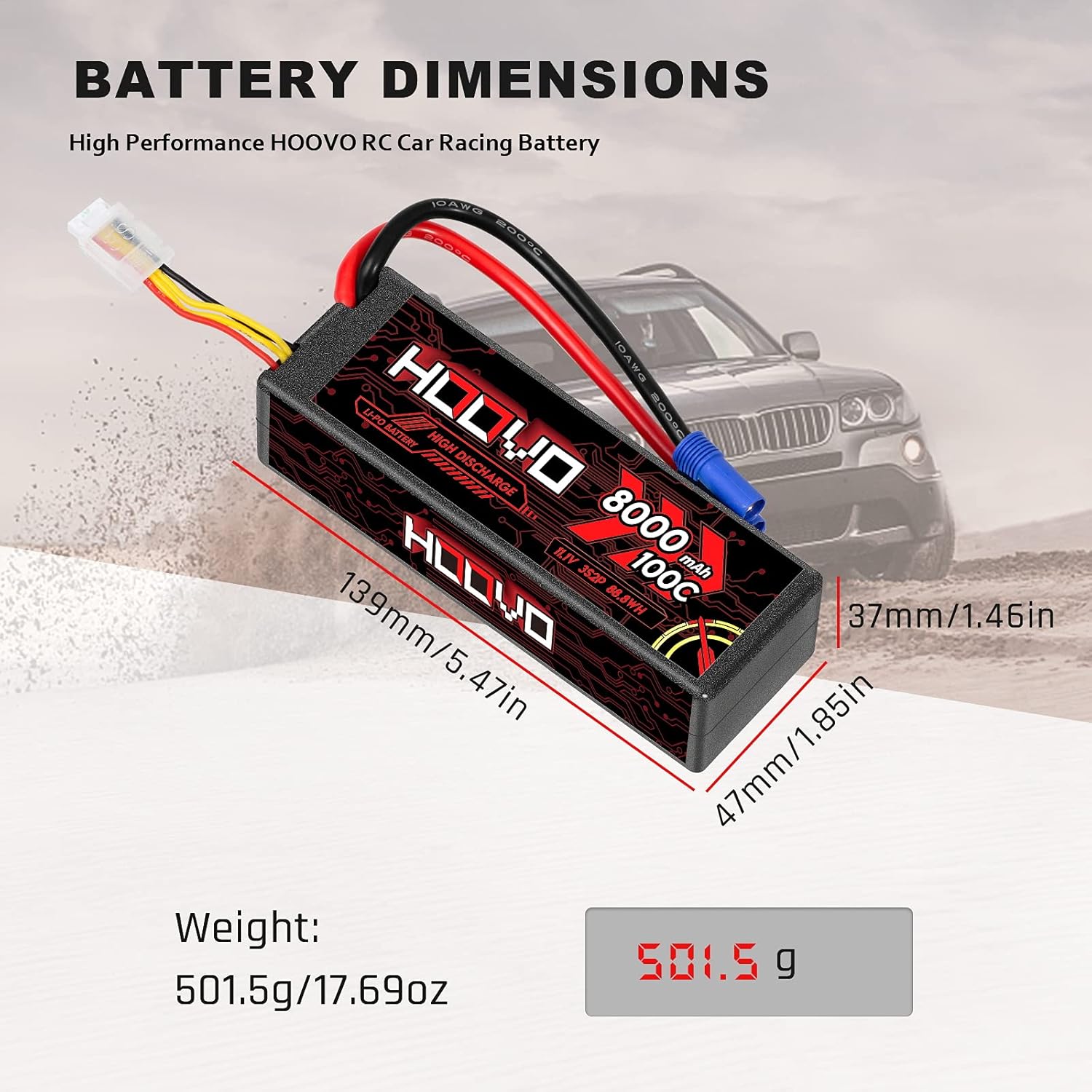 π₯ Flash Sale HOOVO 3S 11.1V Lipo Battery 8000mAh 100C RC Battery Hard Case with EC5 Connector for RC 1/8 1/10 Scale Vehicles Car RC Truggy Truck Airplane Helicopter Boat(2 Pack) 50% Off Discount HOOVO 3S 11.1V Lipo Battery 8000mAh 100C RC Battery Hard Case with EC5 Connector for RC 1/8 1/10 Scale Vehicles Car RC Truggy Truck Airplane Helicopter Boat(2 Pack)