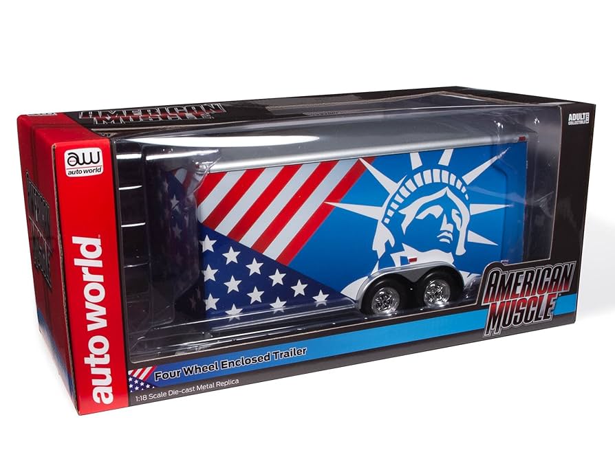 USA Toy 1/18 AUTO WORLD エンクローゼットトレーラー Amazon.com: American Muscle Enclosed Trailer 1:18 Diecast
