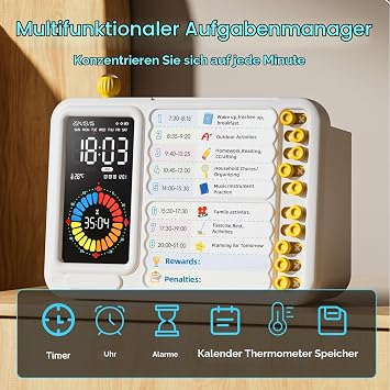 AFAITH Visual Timer for Kids Countdown Timer Task List for Kids for Classroom Office Kitchen Desk Timer Kids Time Management Tools