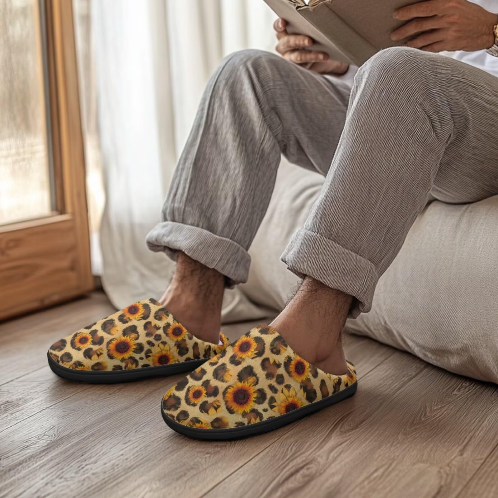 Jeiento Pantuflas de algodón con estampado animal para mujer, informales, suaves, ligeras