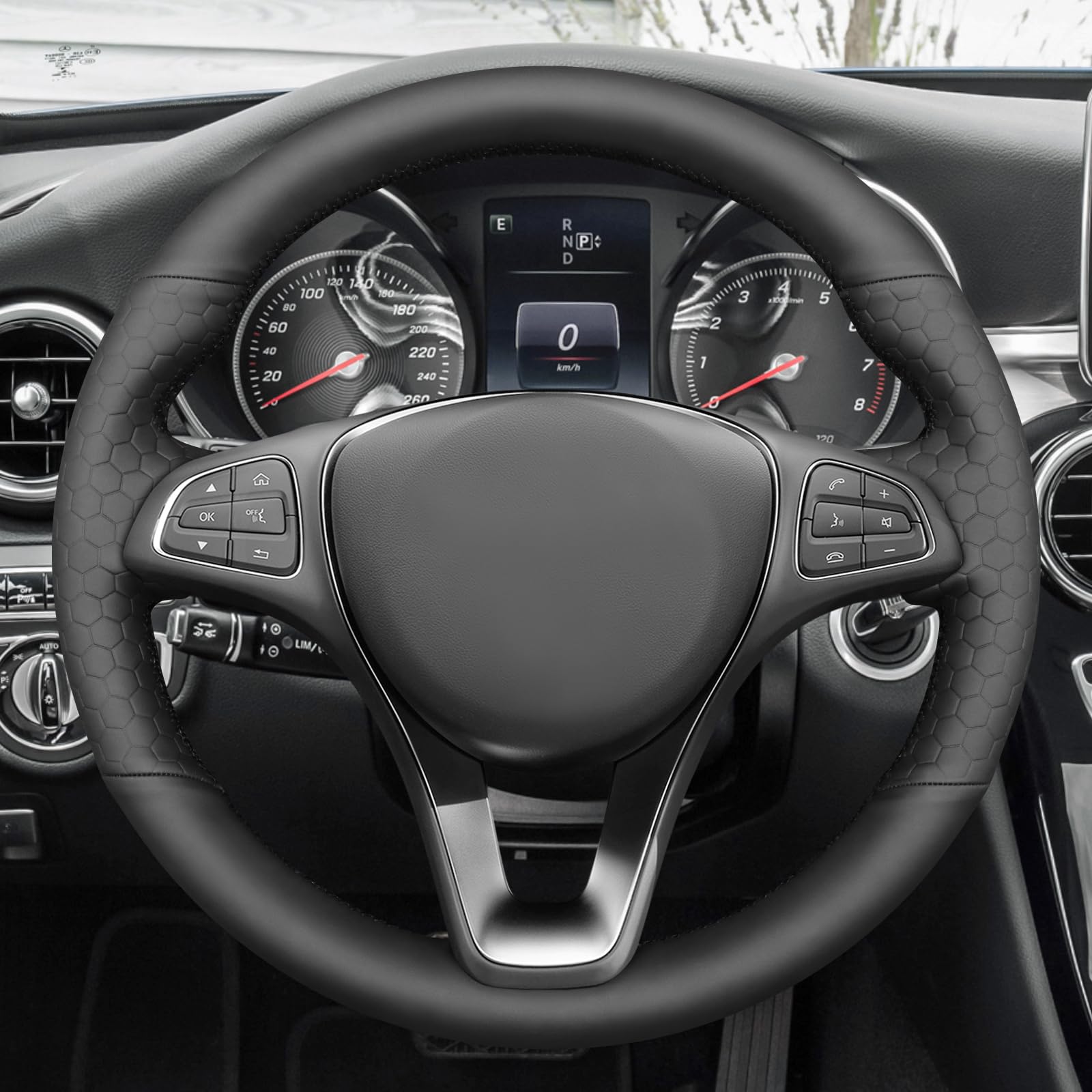 MEWANT Couvre-volant pour Mercedes-Benz Classe C/Classe CLA/Classe CLS/Classe E/Classe GLA/Classe GLC/Classe GLE/Classe GLS/Metris (W447) Housse de volant de voiture cousue à la main