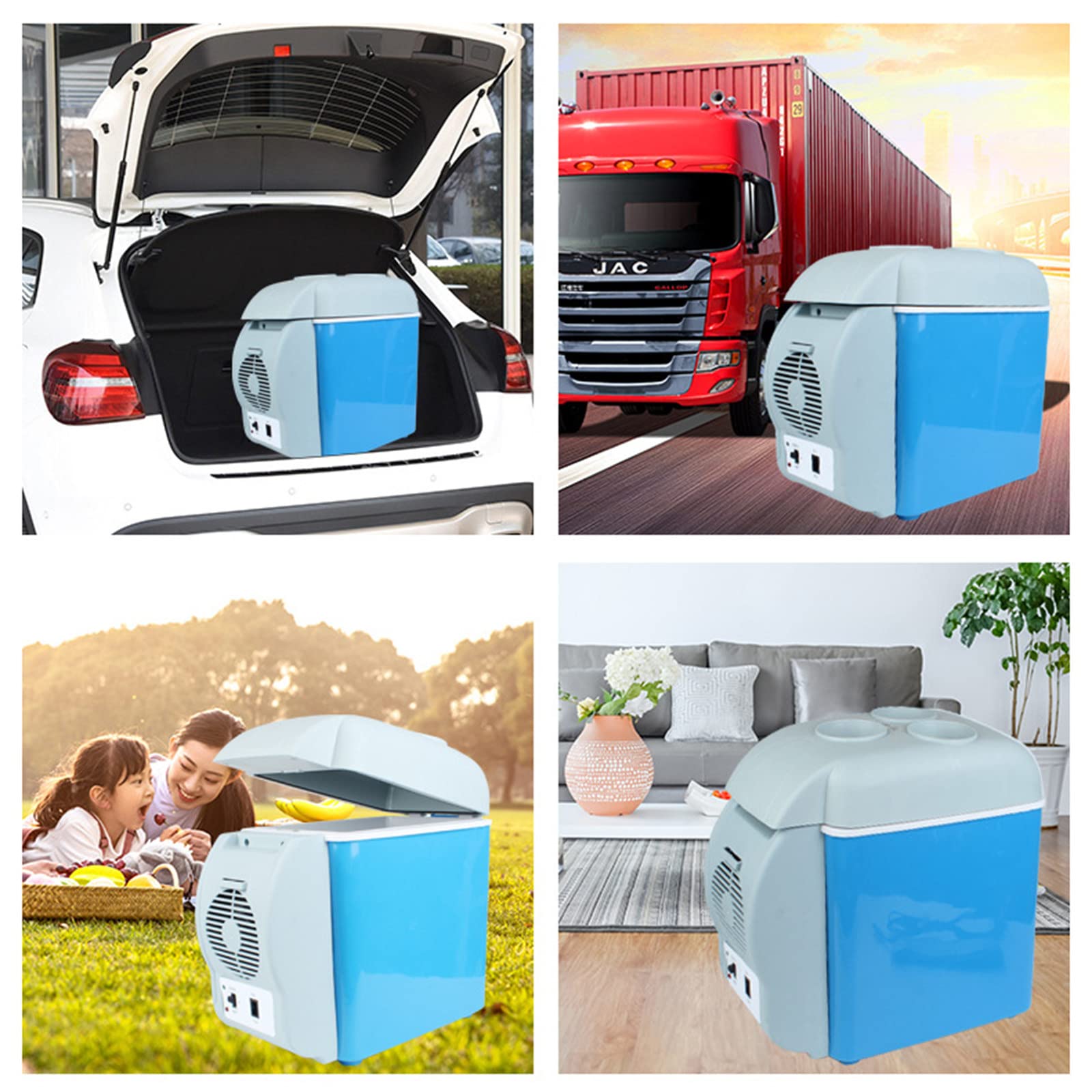 Mini nevera 7.5L coche hogar refrigerador Mini nevera 12V congelador refrigerador calentador caja de almacenamiento de alimentos para coche hogar Camping al aire libre,S