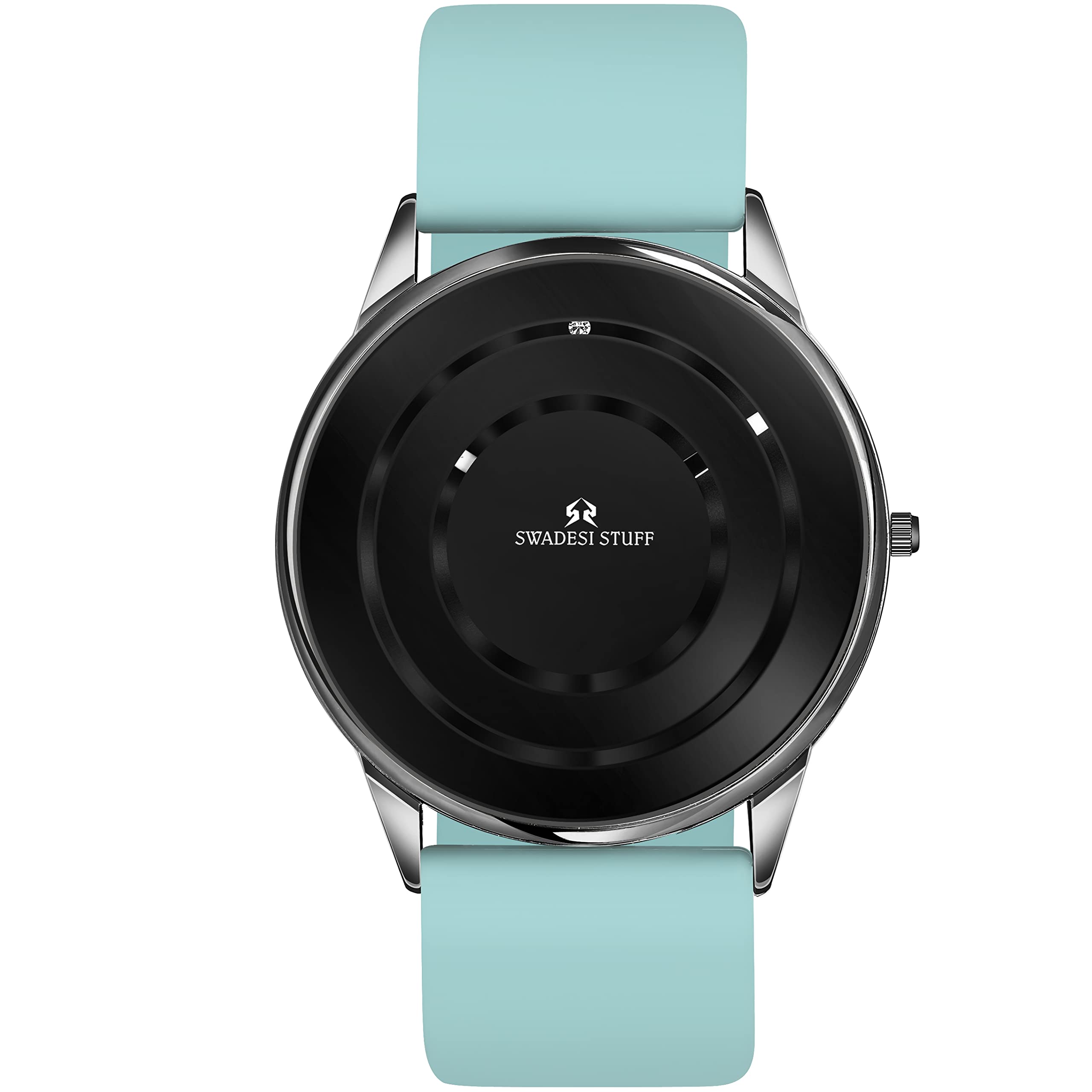 SWADESI STUFF Trajectory Black Dial Premium & Luxurious Light Blue Silicone Strap Analog Watch for Men (B0C58MS6Y1) Amazon Price History, Amazon Price Tracker