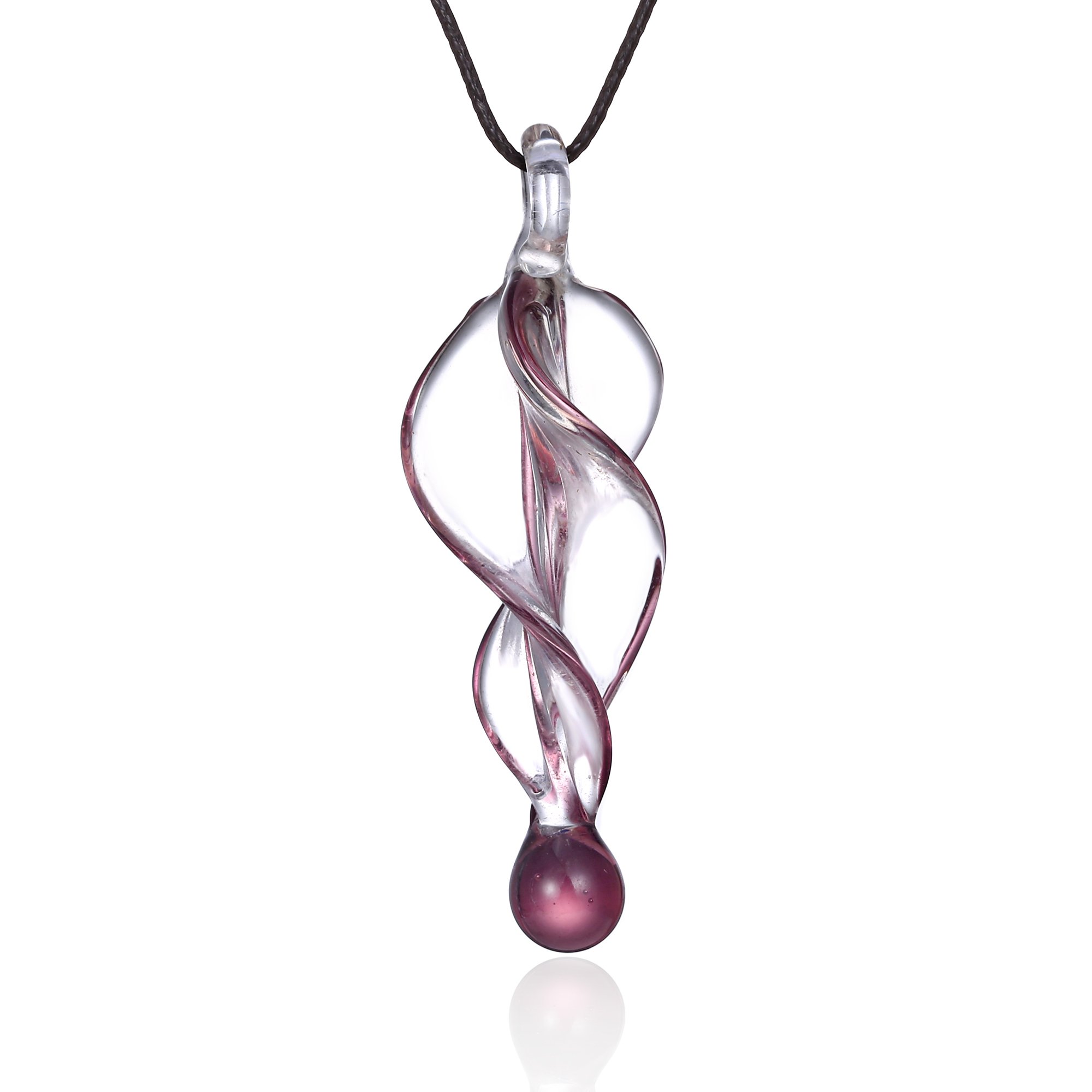 BESHEEKMurano Inspired Twist and Twirl Glass Pendant Necklace for Women Handcrafted Artisan Hypoallergenic Italian Style Jewelry